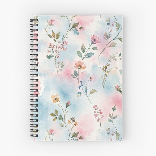 Item preview, Pastel Blue Pink Watercolor Floral Pattern designed and sold by ZanyPaintbrush.