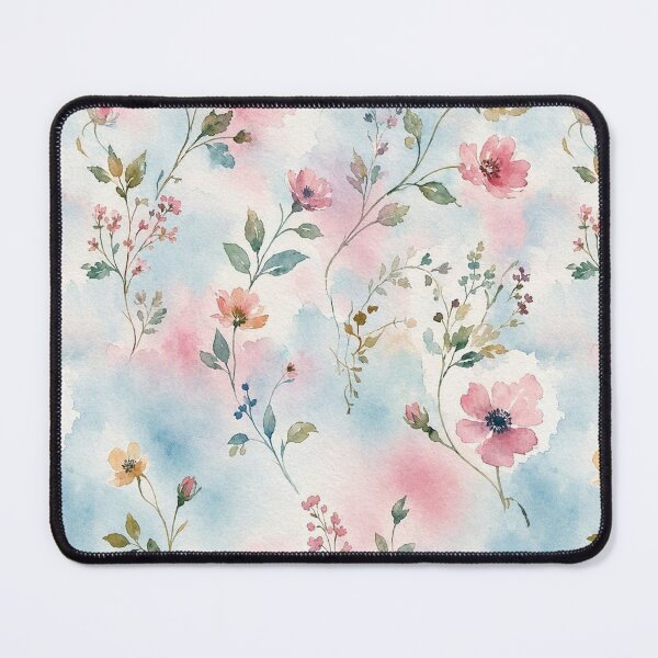 Item preview, Pastel Blue Pink Watercolor Floral Pattern designed and sold by ZanyPaintbrush.