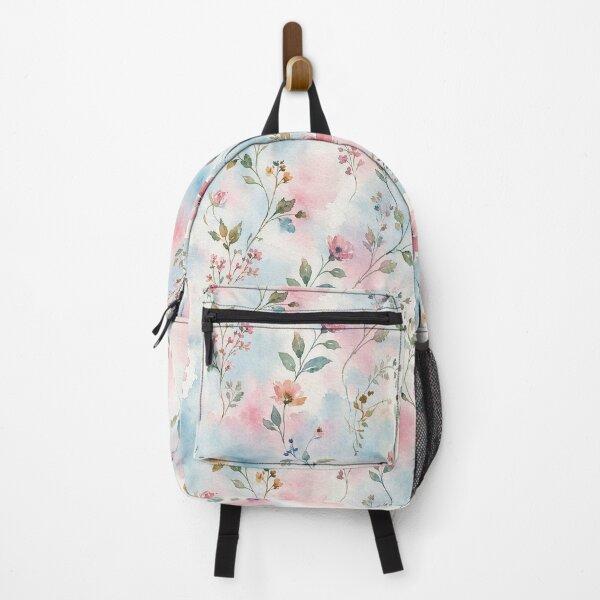 Item preview, Pastel Blue Pink Watercolor Floral Pattern designed and sold by ZanyPaintbrush.