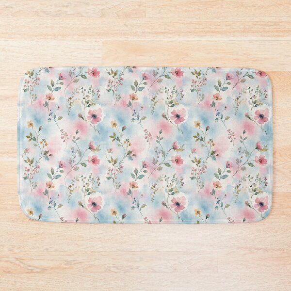 Item preview, Pastel Blue Pink Watercolor Floral Pattern designed and sold by ZanyPaintbrush.