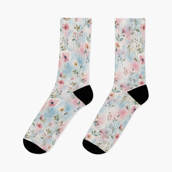 Item preview, Pastel Blue Pink Watercolor Floral Pattern designed and sold by ZanyPaintbrush.