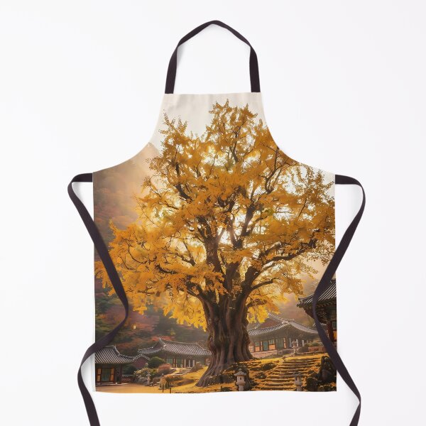 Item preview, Millennium Ginkgo Tree at Korean Temple: Majestic Golden Autumn Foliage & Yellow Carpet Art Print, Poster & Phone Case designed and sold by SOOstudio73.