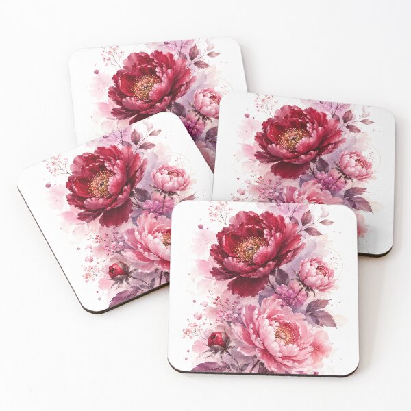Item preview, Burgundy and Blush Peony Flowers – Romantic Watercolor Floral Art designed and sold by ManJiangHong.