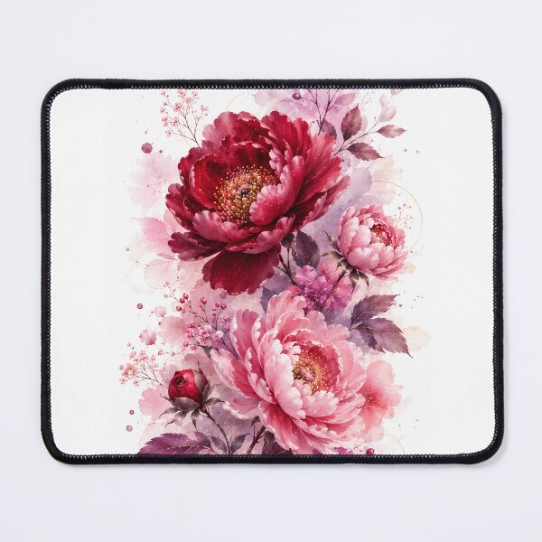Item preview, Burgundy and Blush Peony Flowers – Romantic Watercolor Floral Art designed and sold by ManJiangHong.