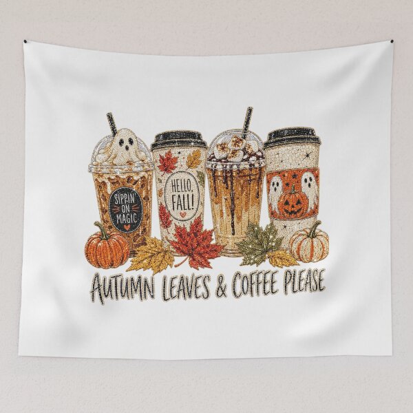 Item preview, Autumn Leaves & Coffee Please Spooky Ghost Pumpkin Spice Graphic designed and sold by DYALEEZ-XCR.