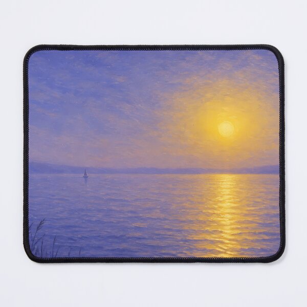 Item preview, Impressionist Ocean Sunset Sailboat Oil Painting Fine Art Wall Print designed and sold by Wandered North.