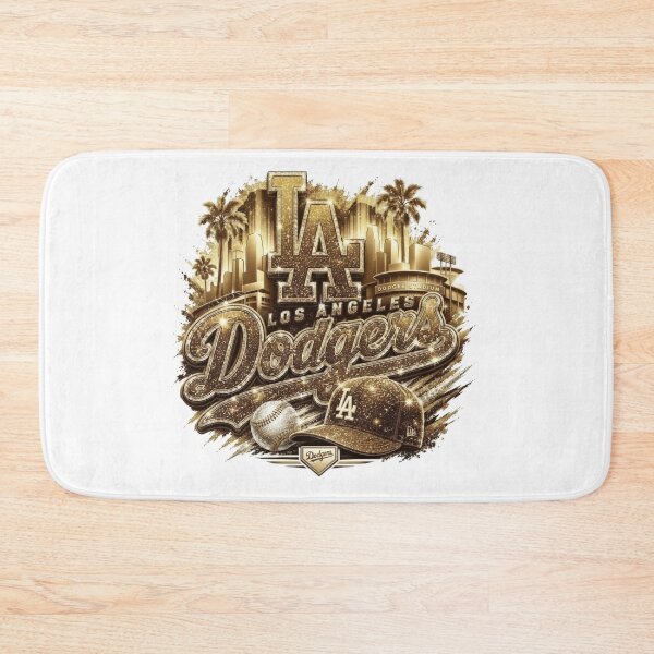 Item preview, Los Angeles Dodgers Gold Glitter City Skyline Baseball Artwork designed and sold by BlasiseDS.
