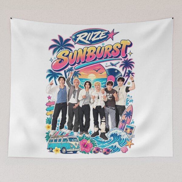 Item preview, RIIZE Sunburst Sunset Palm Tree Group Comeback designed and sold by Valeree Store.