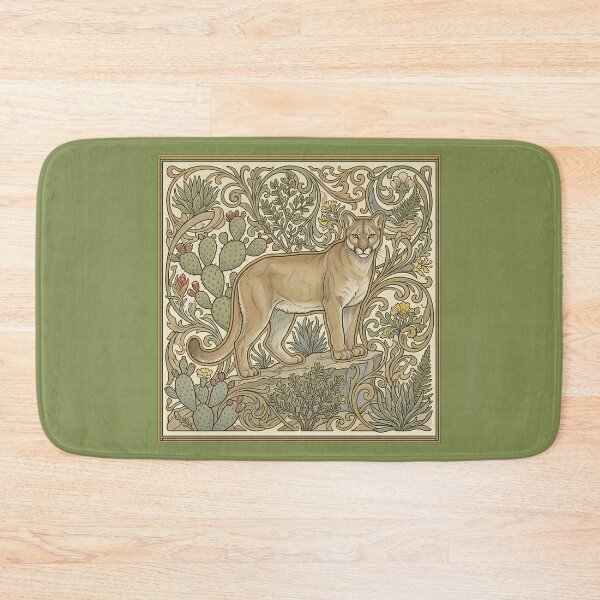 Item preview, Mountain Lion in the Desert - Art Nouveau Cougar Wildlife Botanical Print designed and sold by FreiherrPK.