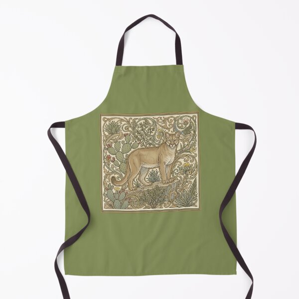 Item preview, Mountain Lion in the Desert - Art Nouveau Cougar Wildlife Botanical Print designed and sold by FreiherrPK.
