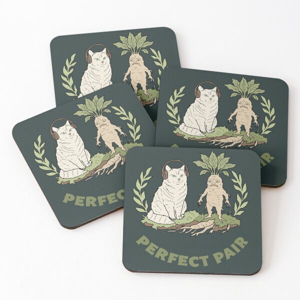 Item preview, Forest Cat and Mandrake Root Perfect Pair Whimsical Art designed and sold by LeshanArt.