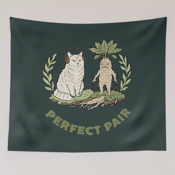 Item preview, Forest Cat and Mandrake Root Perfect Pair Whimsical Art designed and sold by LeshanArt.