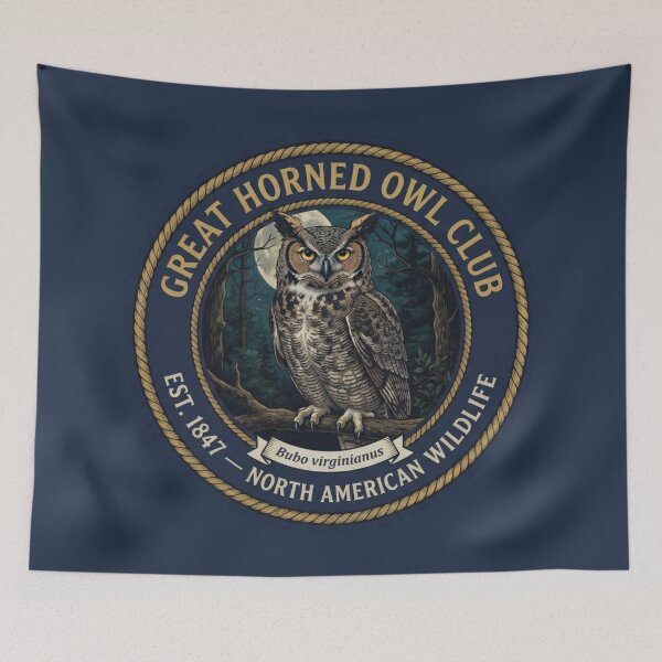 Item preview, Great Horned Owl Club Vintage Badge North American Wildlife designed and sold by CalmCapy Co.