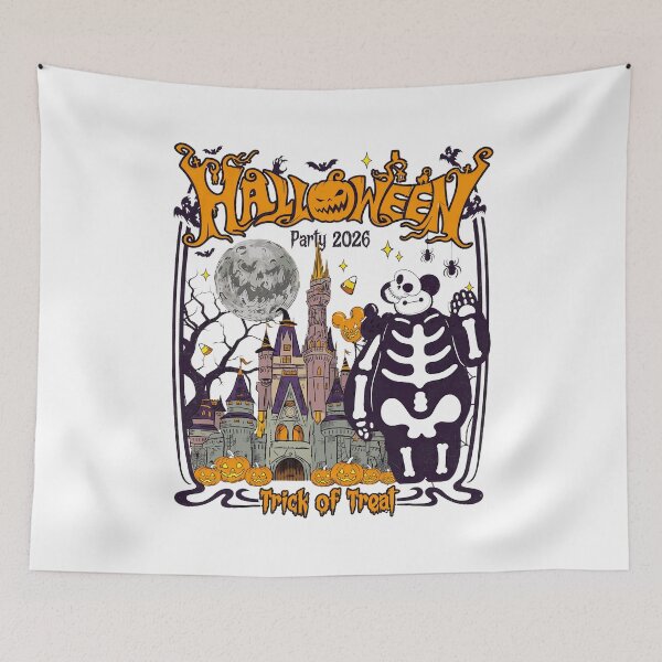 Item preview, Retro Halloween Castle Skeleton Spooky Party designed and sold by ReidheadZ.