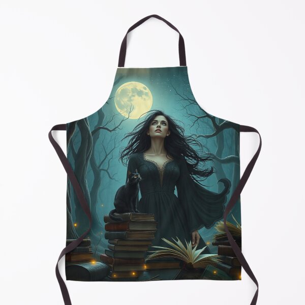Item preview, Moonlit Library Witch and Her Black Cat Familiar designed and sold by TXLou.