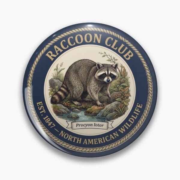 Item preview, Raccoon Club Vintage Badge North American Wildlife designed and sold by CalmCapy Co.