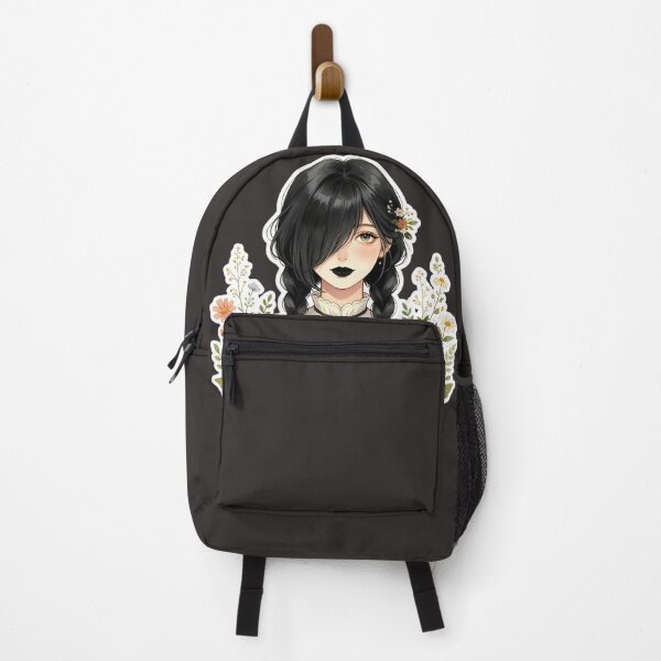 Item preview, Dark Cottagecore Girl with Black Braids and Floral Dress designed and sold by Bondingbonding.