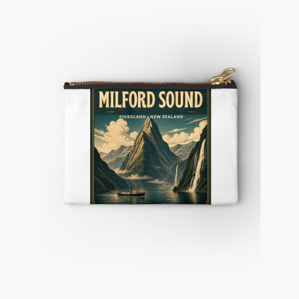 Item preview, Milford Sound New Zealand Vintage Travel Poster designed and sold by MerchVersum.