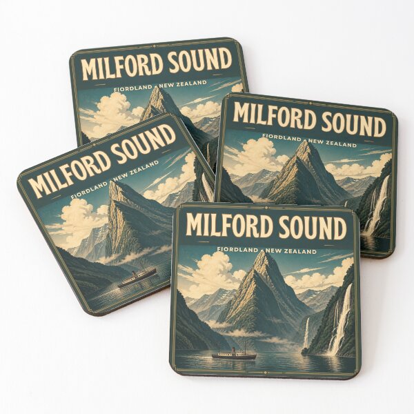 Item preview, Milford Sound New Zealand Vintage Travel Poster designed and sold by MerchVersum.