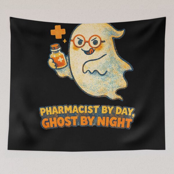 Item preview, Pharmacist By Day Ghost By Night Funny Halloween Pharmacy designed and sold by ScorPion-theory.