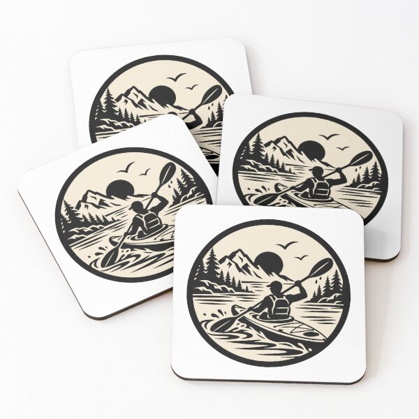 Item preview, Kayak Adventure Badge – Mountain Lake Paddling Illustration designed and sold by Timber-Trail.