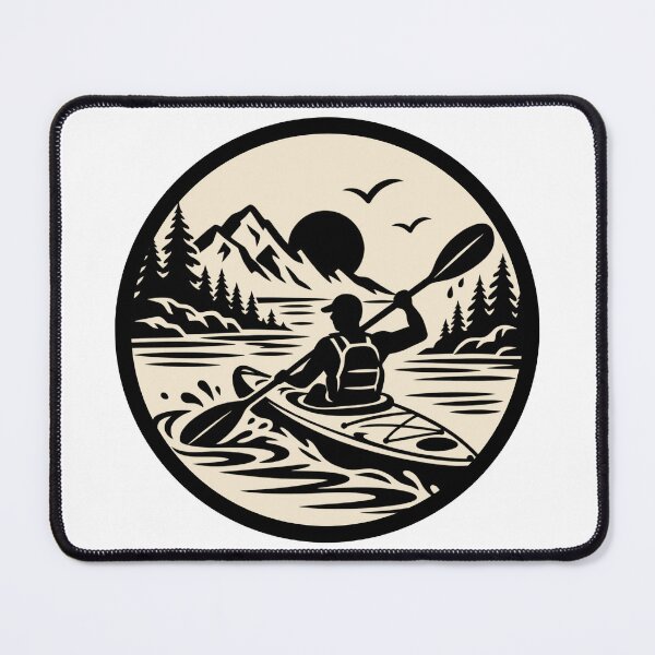 Item preview, Kayak Adventure Badge – Mountain Lake Paddling Illustration designed and sold by Timber-Trail.