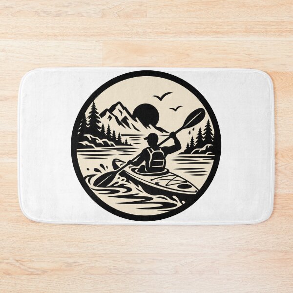 Item preview, Kayak Adventure Badge – Mountain Lake Paddling Illustration designed and sold by Timber-Trail.