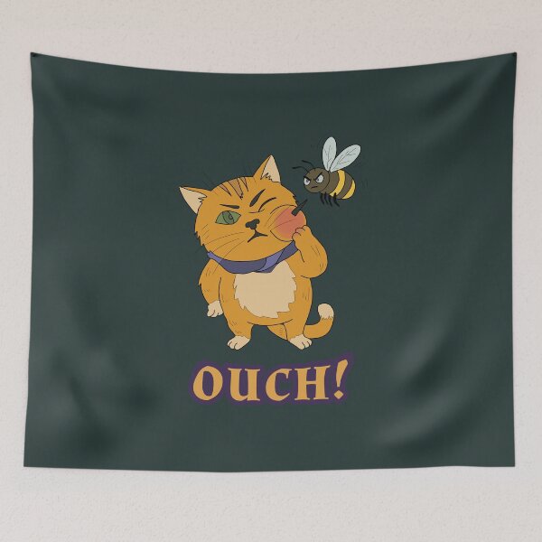 Item preview, Whimsical Orange Cat Summer Bee Sting Graphic  designed and sold by LeshanArt.