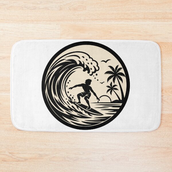 Item preview, Surf Wave Badge – Tropical Sunset Surfing Illustration designed and sold by Timber-Trail.