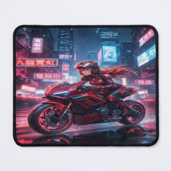 Item preview, Cyberpunk Red Rider - Futuristic Sportbike Hong Kong Neon designed and sold by JMAVILA ART.