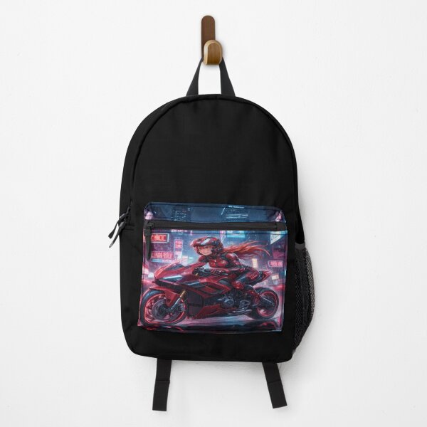 Item preview, Cyberpunk Red Rider - Futuristic Sportbike Hong Kong Neon designed and sold by JMAVILA ART.