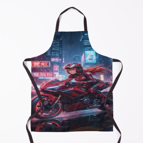 Item preview, Cyberpunk Red Rider - Futuristic Sportbike Hong Kong Neon designed and sold by JMAVILA ART.