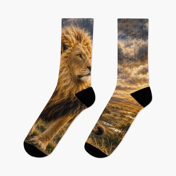 Item preview, Majestic Lion at Sunset – Needle Felted African Savanna Art designed and sold by ManJiangHong.
