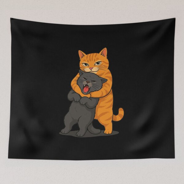 Item preview, Funny Cat Hugging Black Cat – Orange Tabby Cat Chaos designed and sold by tindian.