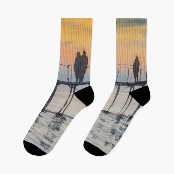 Item preview, Sunset Pier Watercolor designed and sold by SlavaArt.