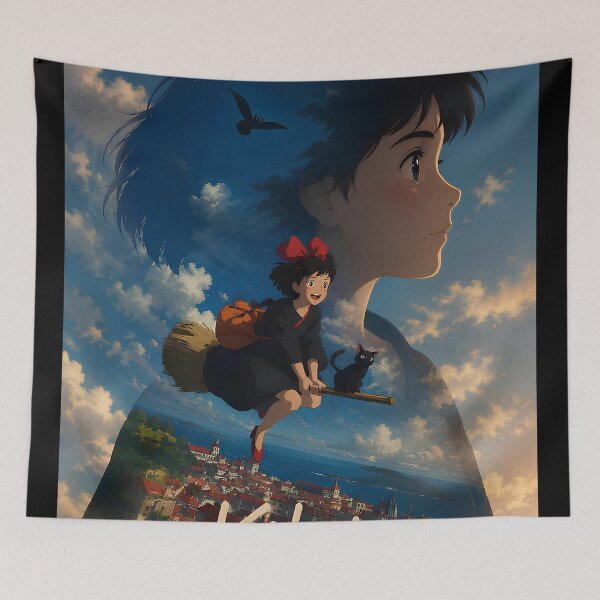 Item preview, kawaii art girl [[kiki's]] go -%[ghiblis]%- flying aways to sky designed and sold by ebyyuishop.
