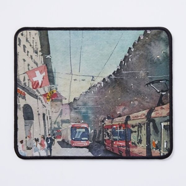 Item preview, European City Tram Watercolor designed and sold by SlavaArt.
