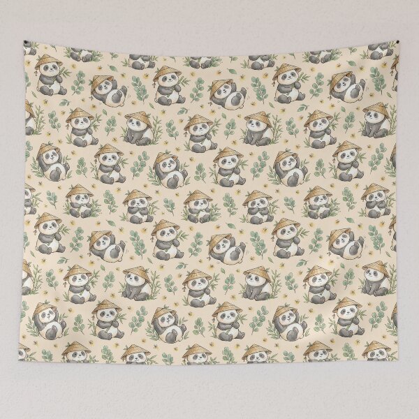 Item preview, Baby Pandas & Eucalyptus & Fireflies Seamless Pattern designed and sold by StickVerse by Owais.
