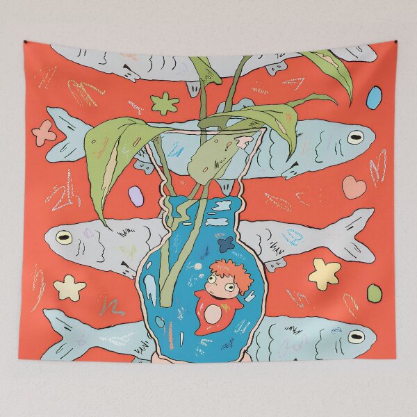 Item preview, Cute kawaii small fish [[kiki's]] -%[ghiblis]%- on jar aways  designed and sold by ebyyuishop.