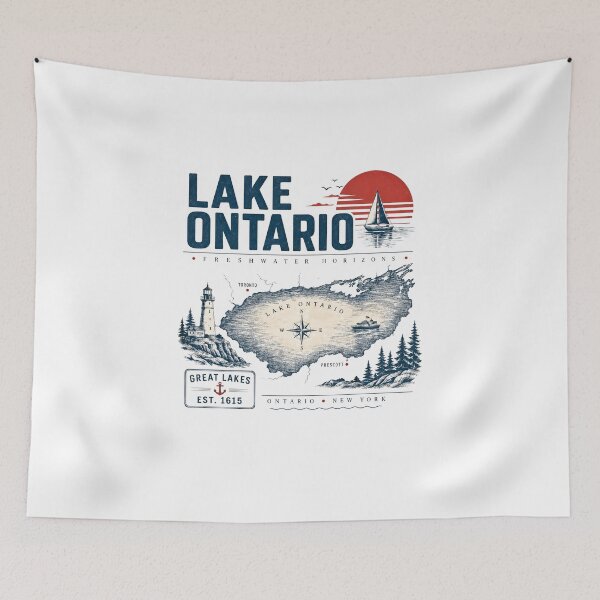 Item preview, Lake Ontario Vintage Map Great Lakes Sailing Lighthouse Nautical designed and sold by Abigaildixon92.