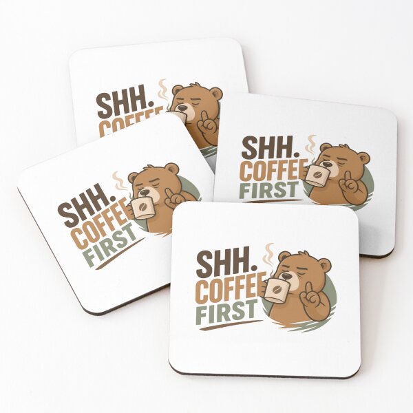 Item preview, Shh. Coffee First Morning Coffee Lover Bear designed and sold by RetroMini2026.