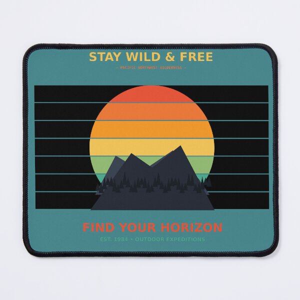 Item preview, Stay Wild & Free - Vintage 70s Sunset Mountains Outdoor Adventure designed and sold by RobertArt08.