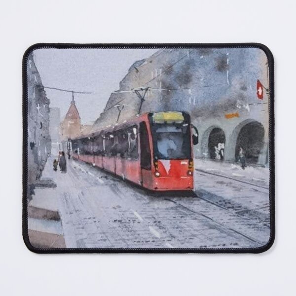 Item preview, Red Tram In Old Town designed and sold by SlavaArt.