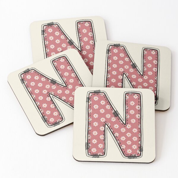 Item preview, Embroidery Dusty rose Letter N with floral Pattern designed and sold by ITCHAWAWAA.