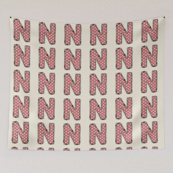 Item preview, Embroidery Dusty rose Letter N with floral Pattern designed and sold by ITCHAWAWAA.