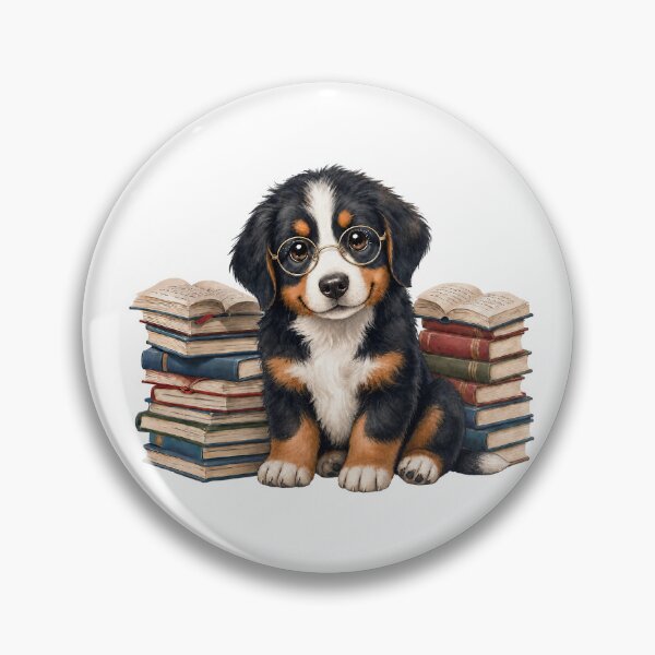 Item preview,  Bookish Berneese Mountain dog with Glasses – Cute Reading Dog Art designed and sold by Luna & Cleo Creative.
