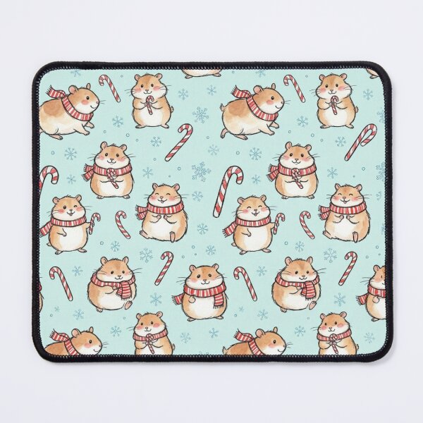 Item preview, Chubby Hamsters & Candy Canes & Snowflakes Seamless Pattern designed and sold by StickVerse by Owais.