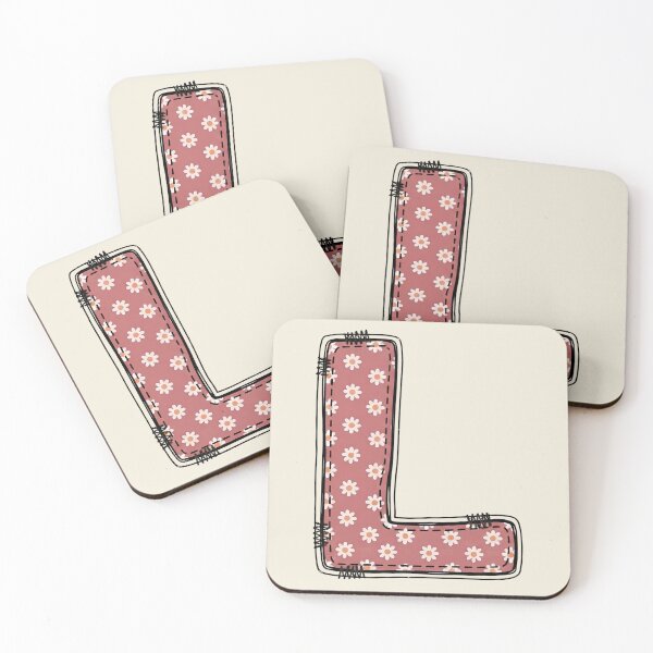 Item preview, Embroidery Dusty rose Letter L with floral Pattern designed and sold by ITCHAWAWAA.