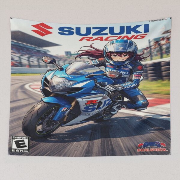 Item preview, Retro Gaming Blue Rider - 2000s Superbike Anime Art designed and sold by JMAVILA ART.