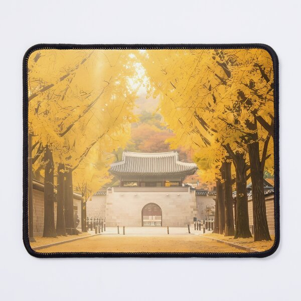 Item preview, Golden Autumn Ginkgo Tree Tunnel at Deoksugung Stone Wall Road, Seoul: Vibrant Fall Foliage & Yellow Carpet Art Print, Poster & Home Decor designed and sold by SOOstudio73.